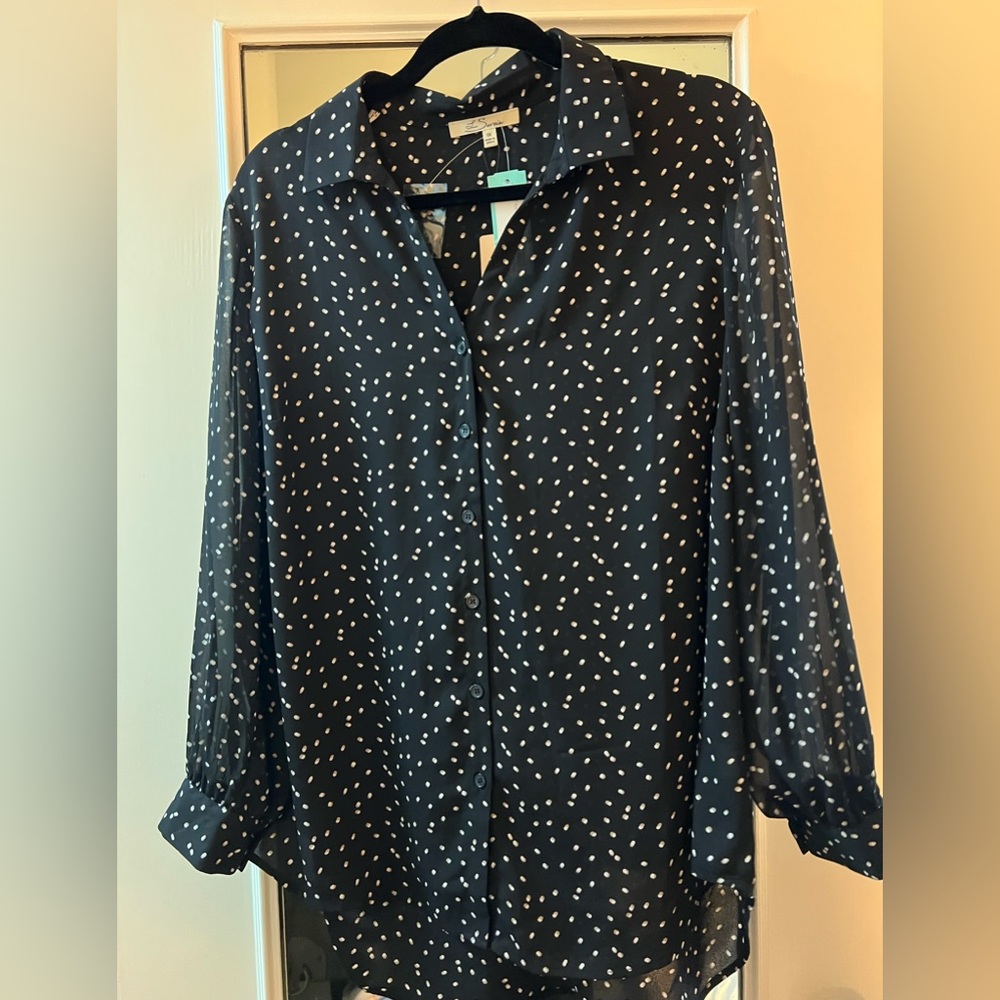 Le Sereine black and white button up